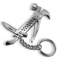 Mini Hammer Knife Tool Keyring with Plier Wire Cutter Claw Bottle Opener Flat Screwdriver Multitool knife Pocket Keychain